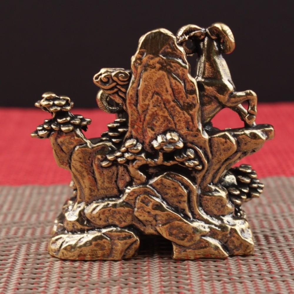 1PC Solid Brass Body Brass Animal Craft Flat Base Frame Feng Shui Decor Study Table Decor