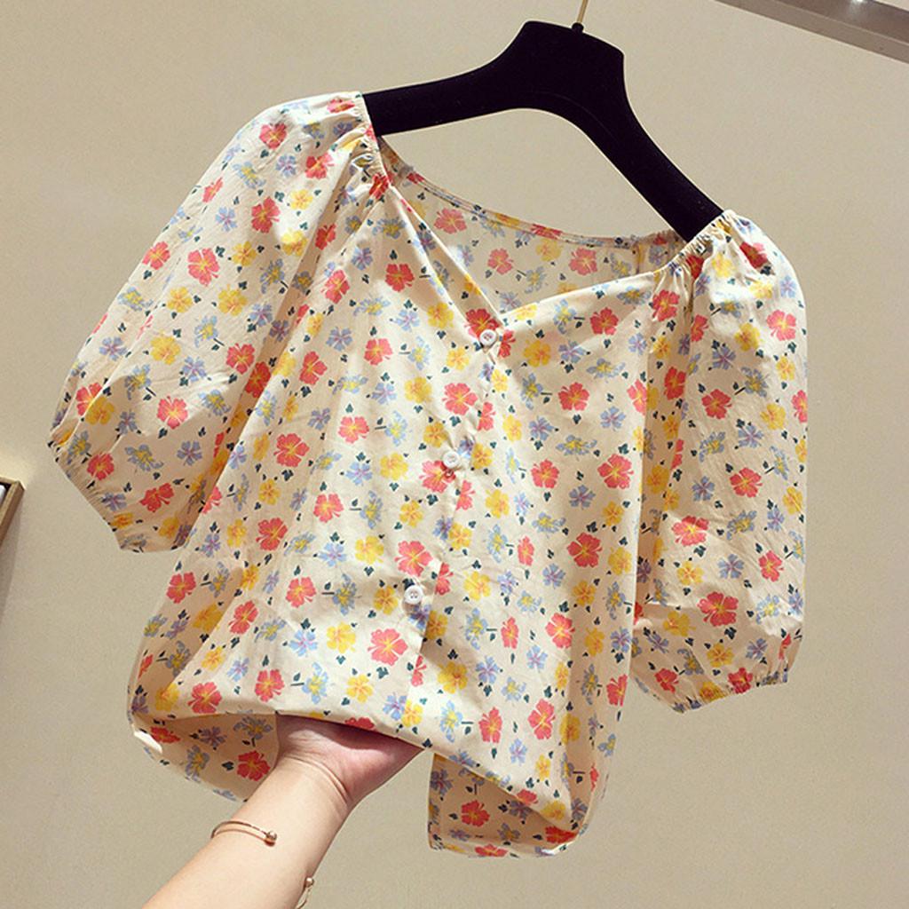 

Модные женские пуговицы с коротким рукавом и квадратным воротником с принтом, женские топы, рубашки XL жёлтый