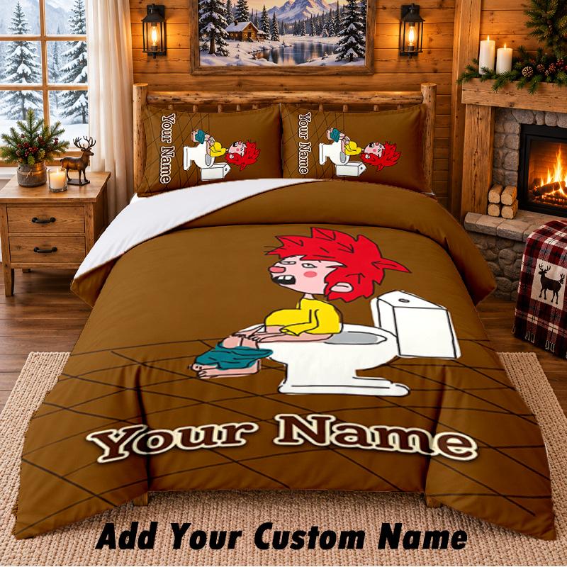 Pumuckl Personalizowany Nazwa 3-częściowy Komplet Pościeli 1 Prześcieradło 2 Poszewki na Poduszki Sypialnia Wystrój Domu