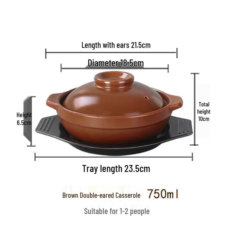 High-Temperature Resistant Clay Pot with Handle for Claypot Rice & Noodles - Durable, No Crack, Small Commercial Sand Pot