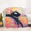 1 Stück Katzenkunstwerk Outdoor-Decke Leichte Flanell, Ganzjahresnutzung für Sofa, Bett, Reisen, Camping, Wohnzimmer, Büro, Couch003