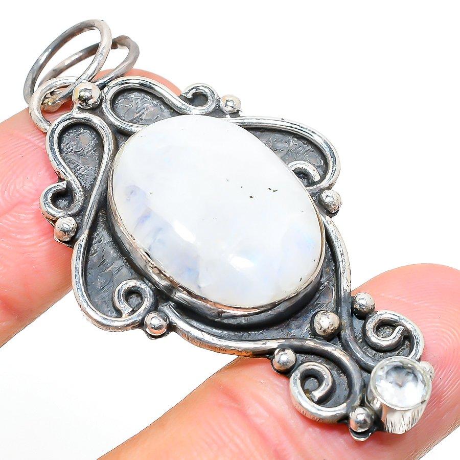 

Rainbow Moonstone, Topaz 925 Sterling Silver Jewelry Pendant 2.40 U1D13