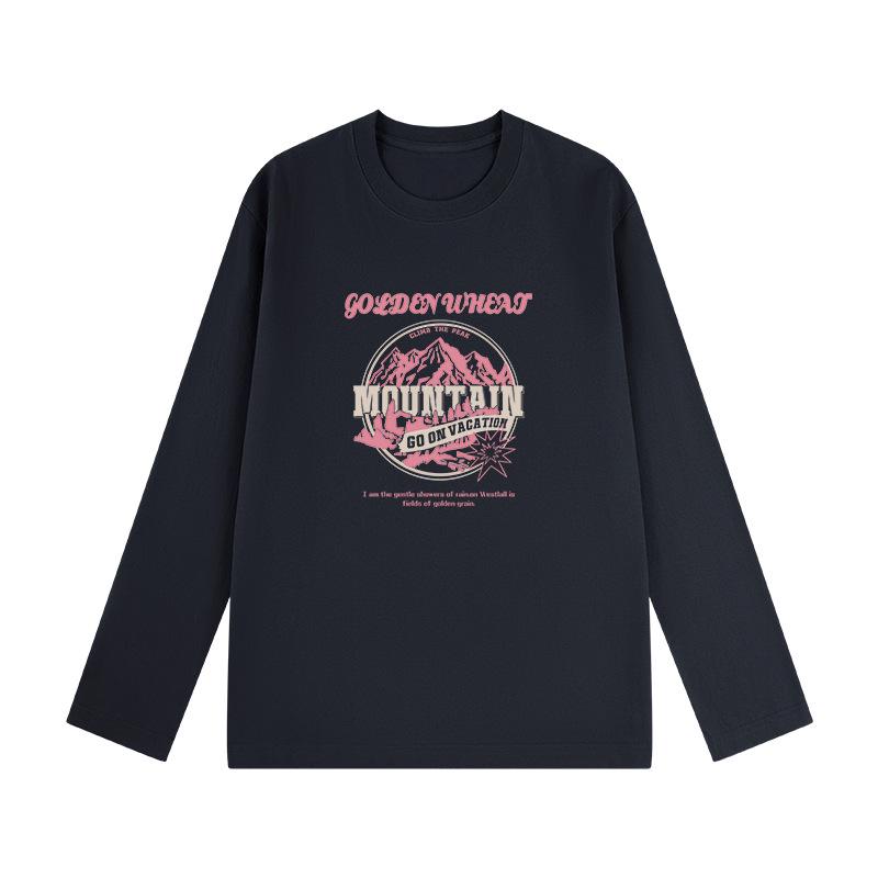 

Unisex Round Neck Long-Sleeve Cotton T-Shirt, Autumn/Winter Loose Fit, Casual American Style Printed Top. 2XL (150-165 lbs)