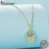 BAMOER Genuine 925 Sterling Silver Trendy Fatima's Guarding Hand Pendant Necklaces