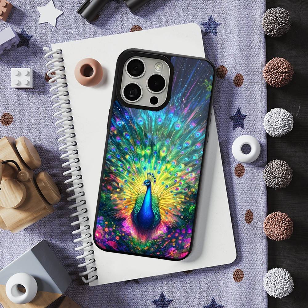 

Beauty Peacock Feathers For iPhone Mini,13,Max,11,15,17,14,Plus,12,Pro,16,For Magsafe,Magnetic Wireless Charging Case iPhone16