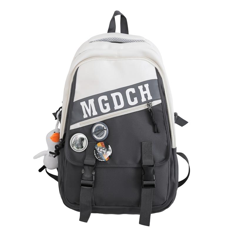 

Школьный рюкзак для школьников с цветными блоками, рюкзак для девочек с буквенным принтом, мужская компьютерная сумка серый