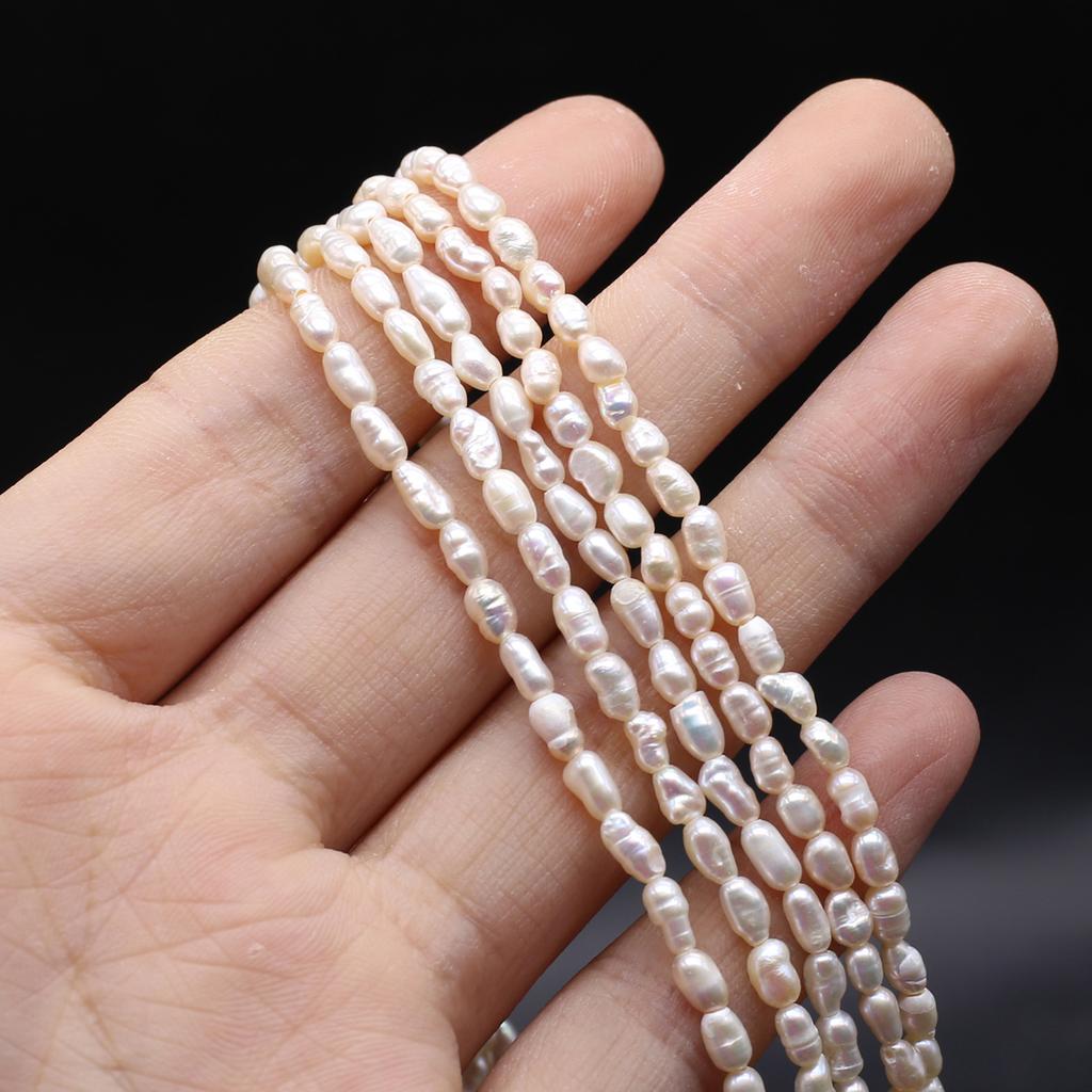 1String, White Natural Freshwater Pearls, Irregular Rice Shape Pearl Beads, 2-3mm, for DIY Jewelry Making, Unique Birthday Party Wedding Crafts, 36cm