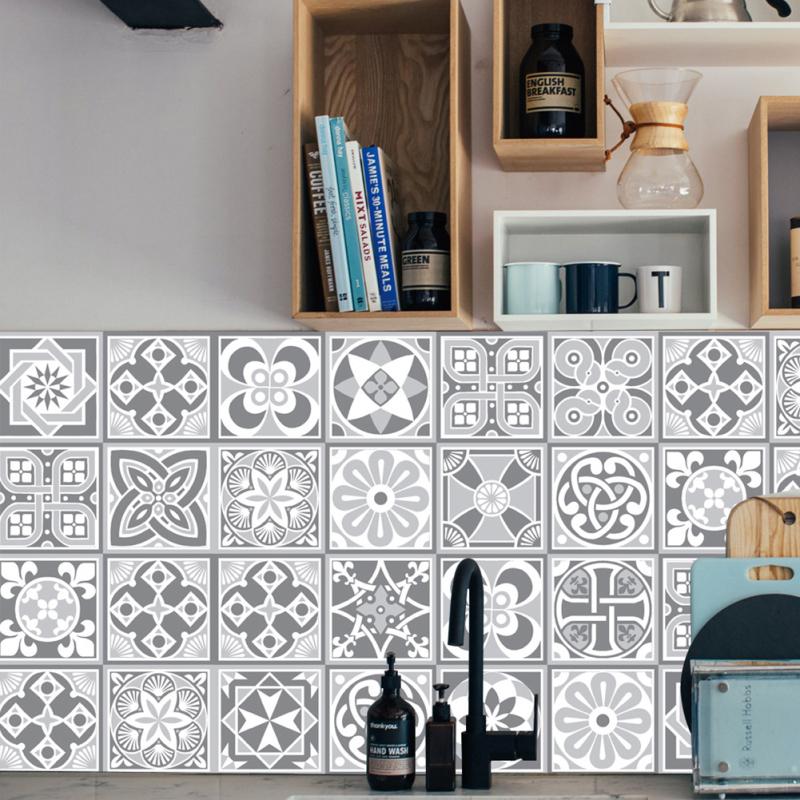 24 τμχ αυτοκόλλητα τοίχου Vintage αδιάβροχα αυτοκόλλητα αυτοκόλλητα βινυλίου πλακάκια τοίχου σπιτιού κουζίνας μπάνιου