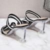 Women's Shoes Summer New Sexy Striped Cross High Heel Crystal Wedge Slippers Simple 1098 Series 8cm Heel LFD