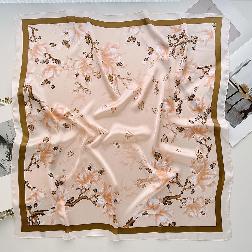 1116 New Magnolia Elegant Temperament Square Scarf Women's Commuter Shirt Scarf Multifunctional Decorative Silk Scarf