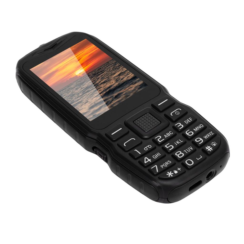 Big Key Phone 2.6in HD Screen 0.13MP Dual SIM Dual Standby 2G Mobile Phone with Side Key Flashlight Black