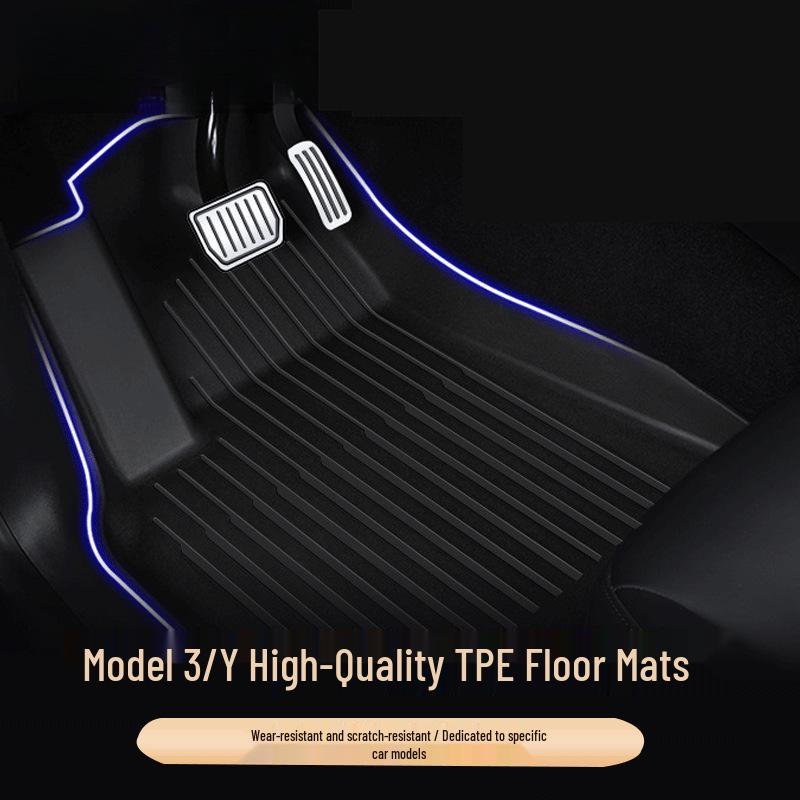 Compatible Tesla Model 3 & Y TPE Odorless Floor Mats & Trunk Backrest Mats