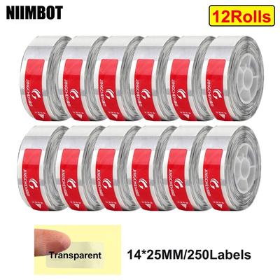 12Rolls D11/D110/D101 Transparent Label Paper D11 Thermal Sticker Waterproof And Oil Proof Storage Classification Labels