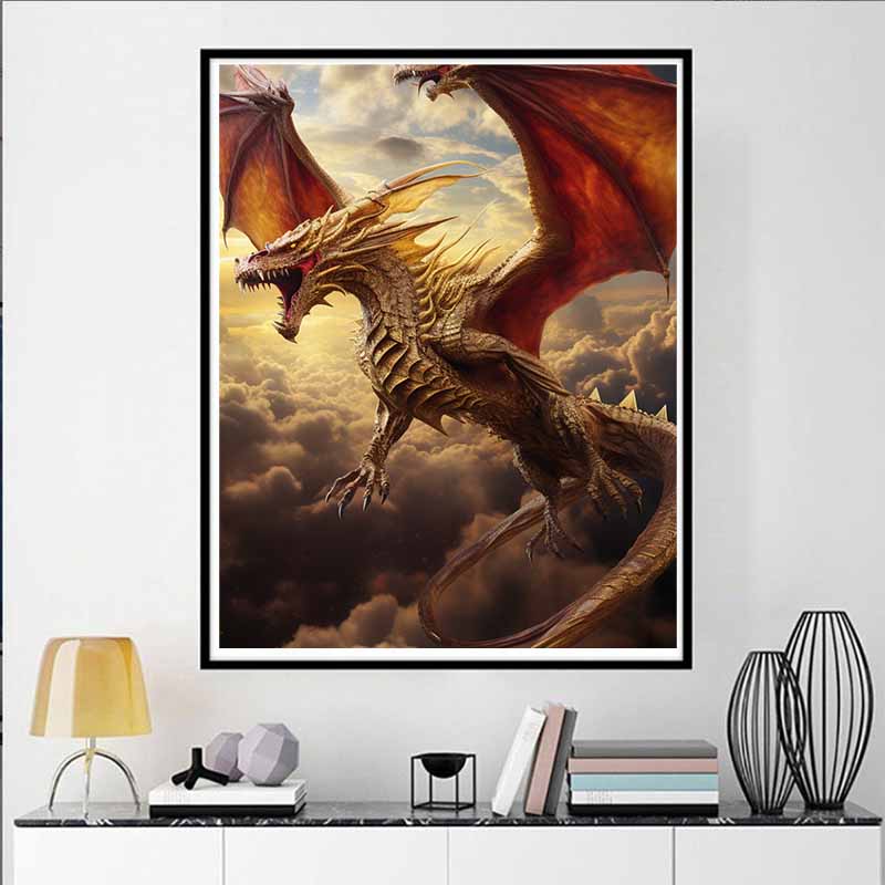 New Arrival 5D DIY Full Circle Diamond Painting "Flying Dragon" Embroidery Cross Stitch Home Decor Gift