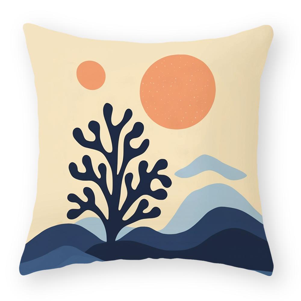Cotton and Linen Pillowcase Oil Painting Printed Pillowcase Home Sofa Cushion Pillowcase Car Waist Cushion Seat Cushion
