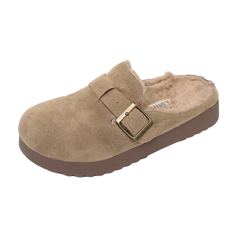Women's Baotou lightweight and comfortable a footstirrup heightening winter warm cold padded non-slip wear-resistant leisure sports cotton slippers