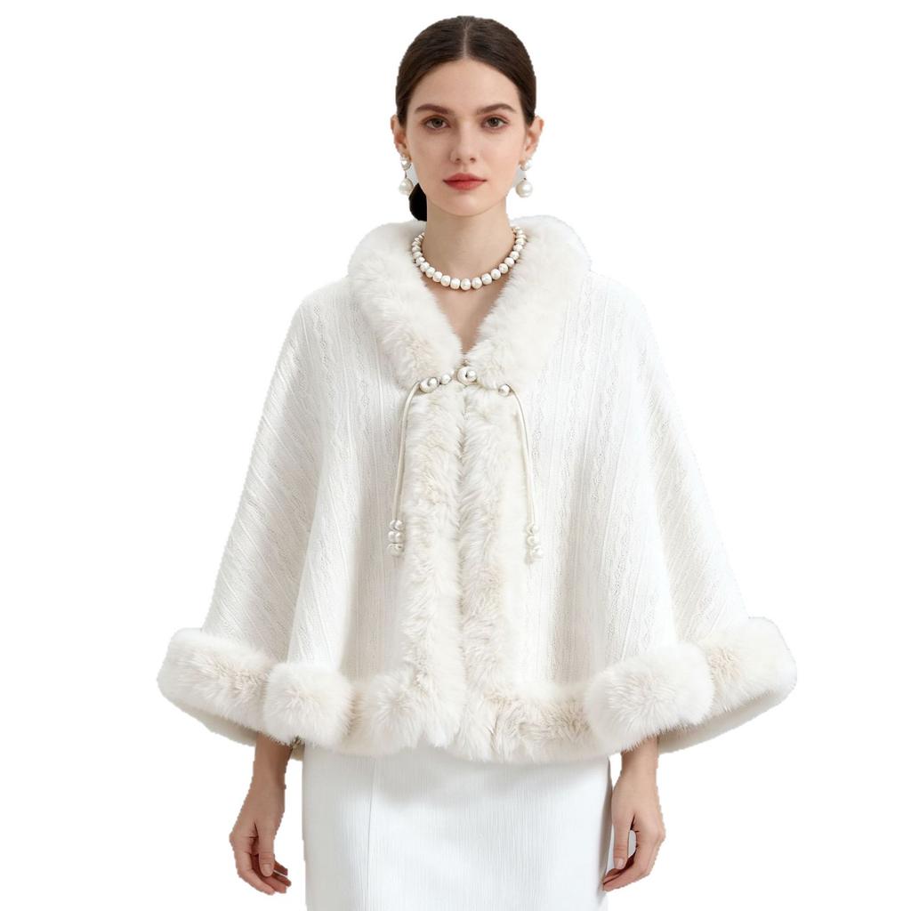 New Velvet And Thick Fur Collar Shawl For Women To Keep Warm