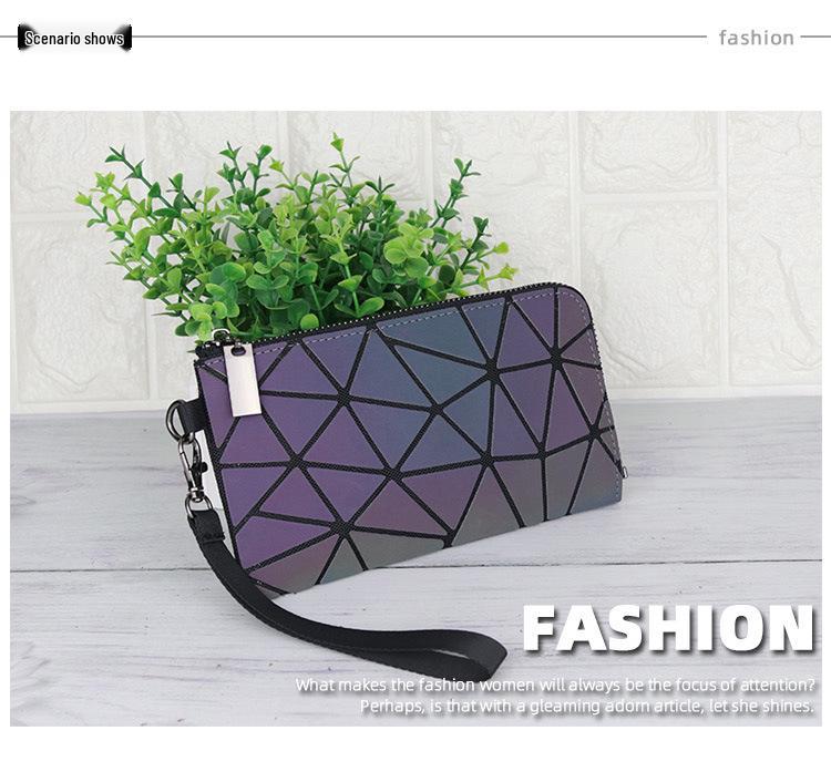 Pochette Geometrica Floreale Iridescente da Donna Luminosa - Tendenza, Cambia Colore, alla Moda con Zip