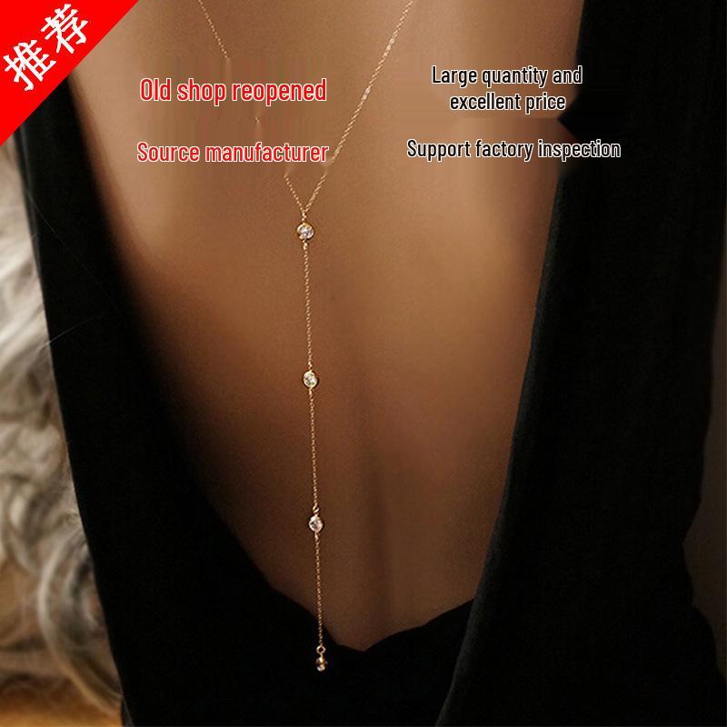 Exquisite Strass Rückenfreie Körperkette Halskette für Frauen