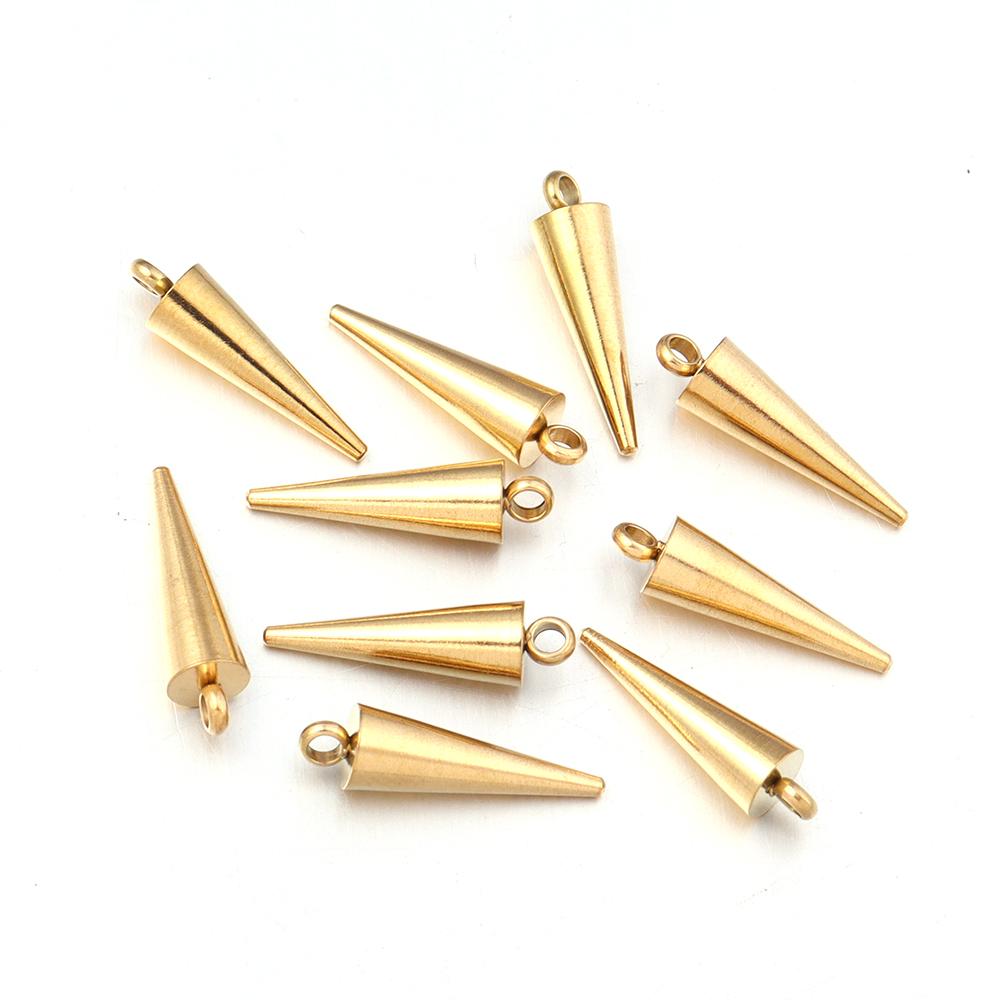 10pcs Stainless Steel Cone Charms Pendants for Jewelry Making Retro Bullet Spike Beads Charms for Women Man Hoop Earring Making