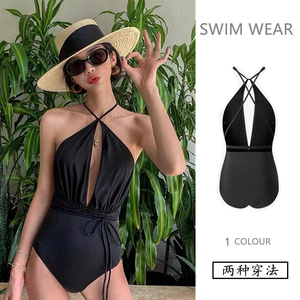 Swimsuit Women's Sexy One-piece Small Chest Gathered To Cover Belly Show Slimming Conservative Student's Pure Desire Hot