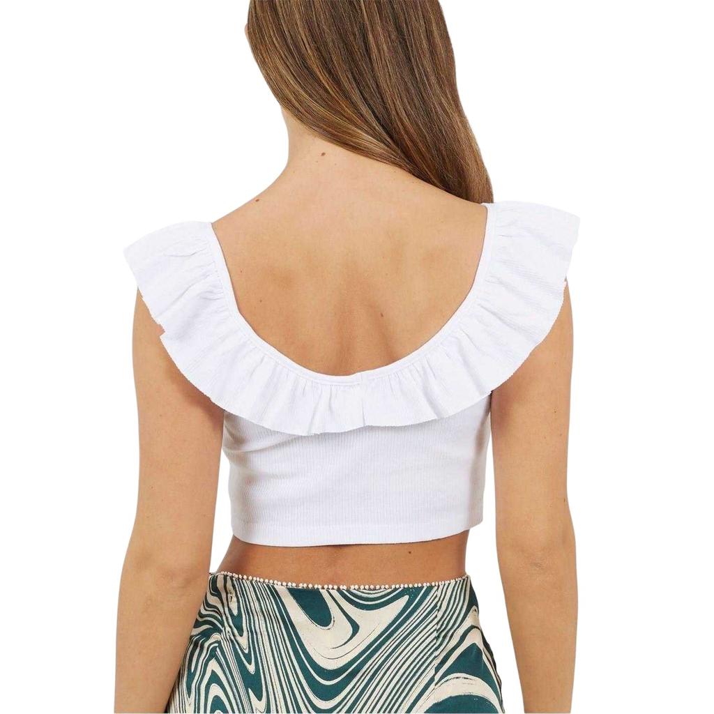 BRAVE SOUL Womens/Ladies Frill Cropped Vest Top