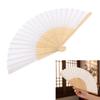 Folding Hand Fan 21cm Blank Silk Fabric Bamboo Folded Hand Fan for Wedding Daily Use