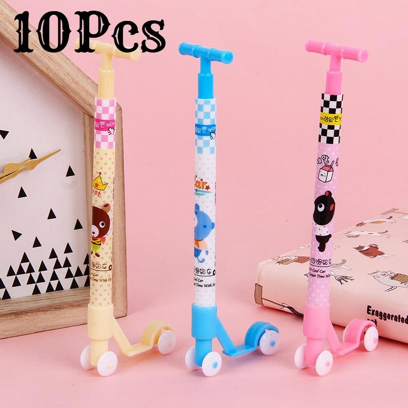 

10Pcs Cartoon Scooter Ballpoint Pen with Hanging Rope, Used for Office Work, Problem Solving, Signature Writing, Diary, Note Taking, Student Classroom Random style 10Pcs