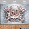 Striscione Decorativo 2D Elegante Palloncino Oro Rosa & Floreale per 60° Compleanno