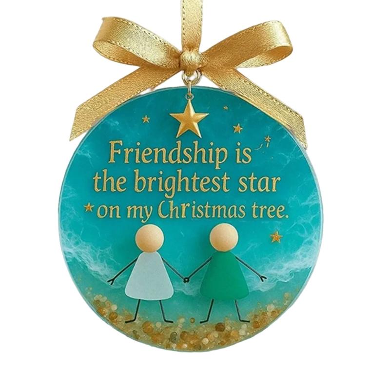 Unique Friendship Bell Christmas Tree Decoration Handmade Sea Glass Pendant Elegant Holiday Ornament Gift