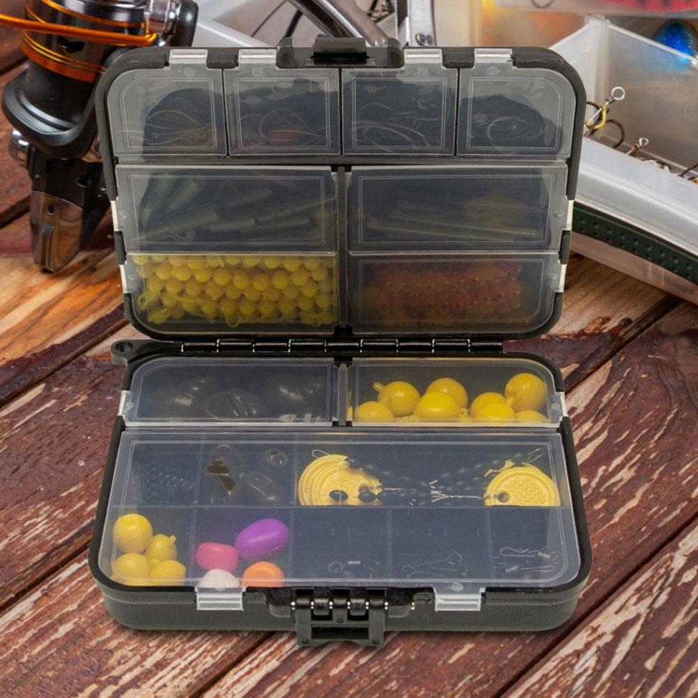 145Pcs Carp Fishing Equipment Kit Including Weights Sinkers Double Sided Fishing Box Kit Hook Swivel Safety Clip Rubber Sleeve