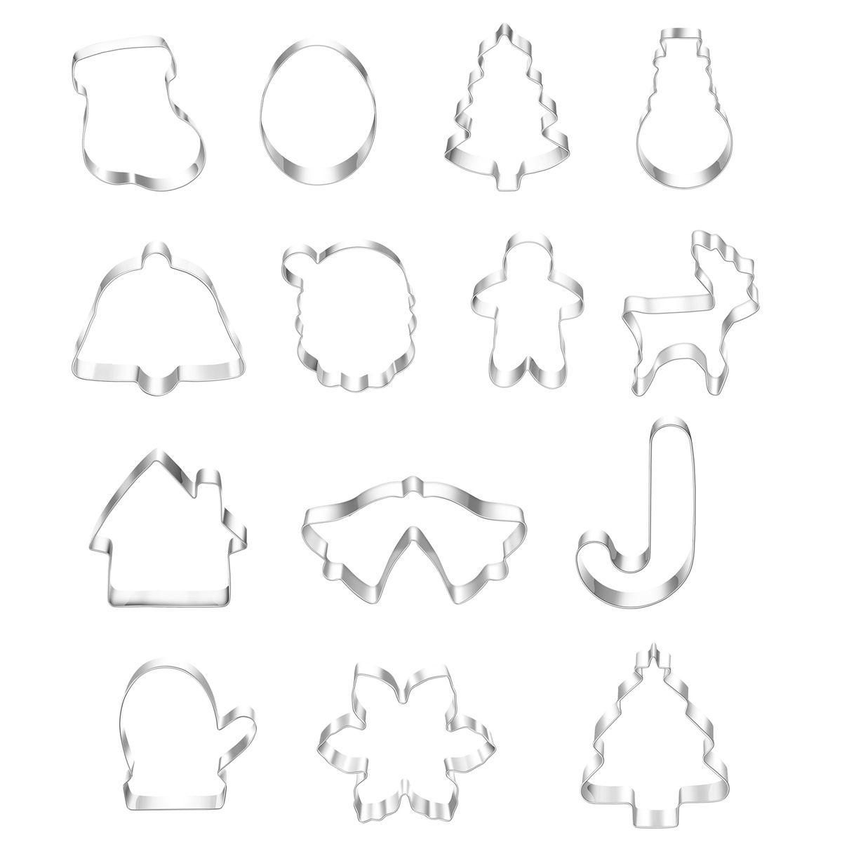 

Pastry Stainless Steel Kitchen 3D DIY Baking Tools Christmas Decoration Cookie Cutters Biscuit Mold 14Pcs/set