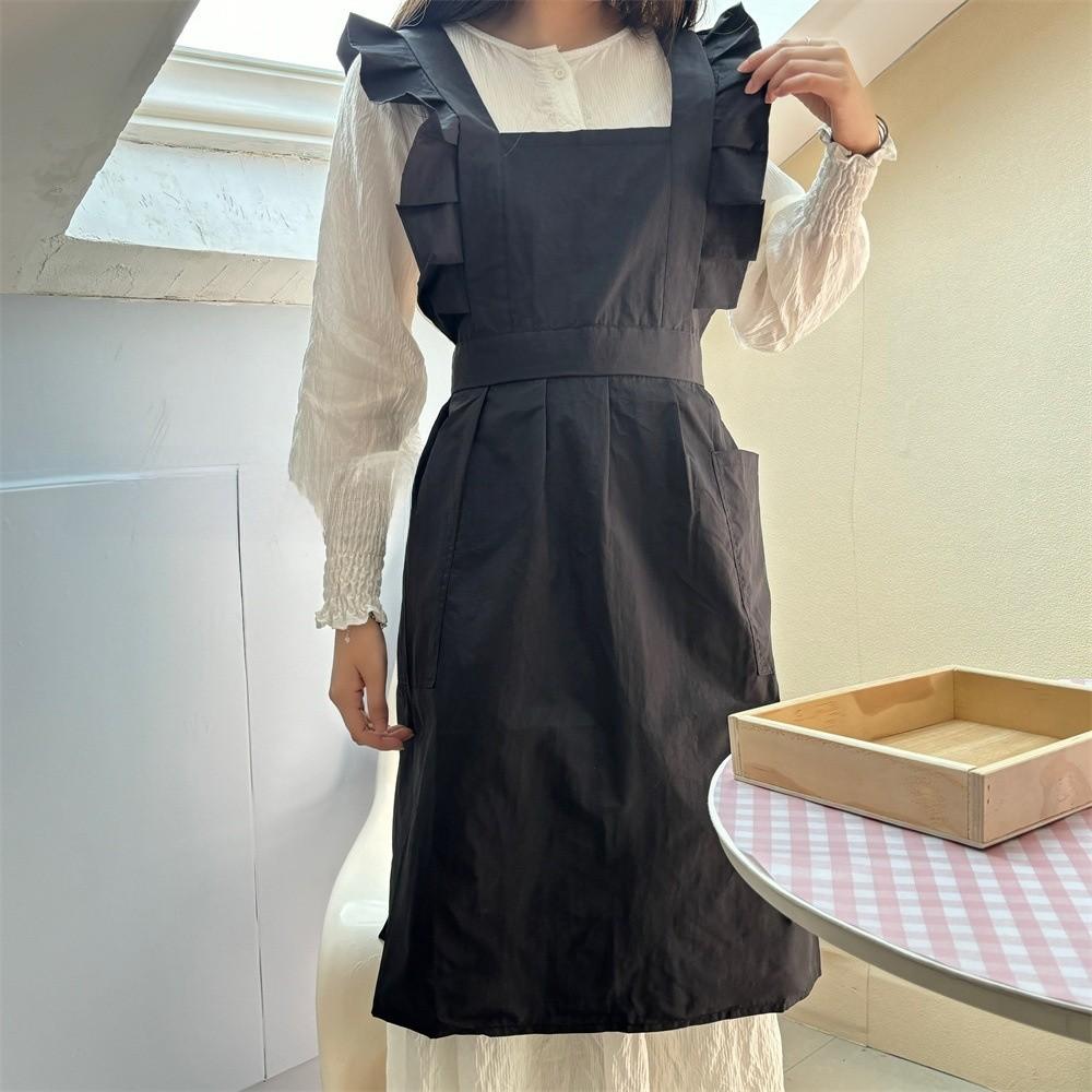 Waterproof Cotton Sleeveless Apron With Floral Edges For Cooking And Art Projects