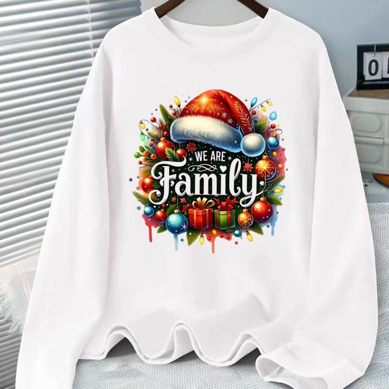 (Asian Size) Tree Sweet Graphic Tee Women Christmas New Year Casual Fashion Top O-neck Clothing Print T Shirt Long Sleeve T-shirts