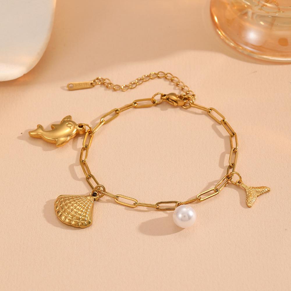 Stainless Steel Pearl Marine Life Jewelry Set - Summer Beach Collection