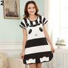 Cute Women Cartoon Panda Sleepwear Pajamas Short Sleeve Sleepshirt Nightdress