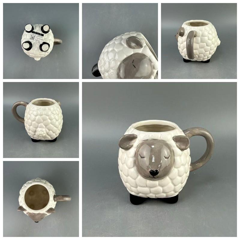 3D Cartoon Sheep Ceramic Mug Cute Animal Coffee Cup 500-600ml Daily Use