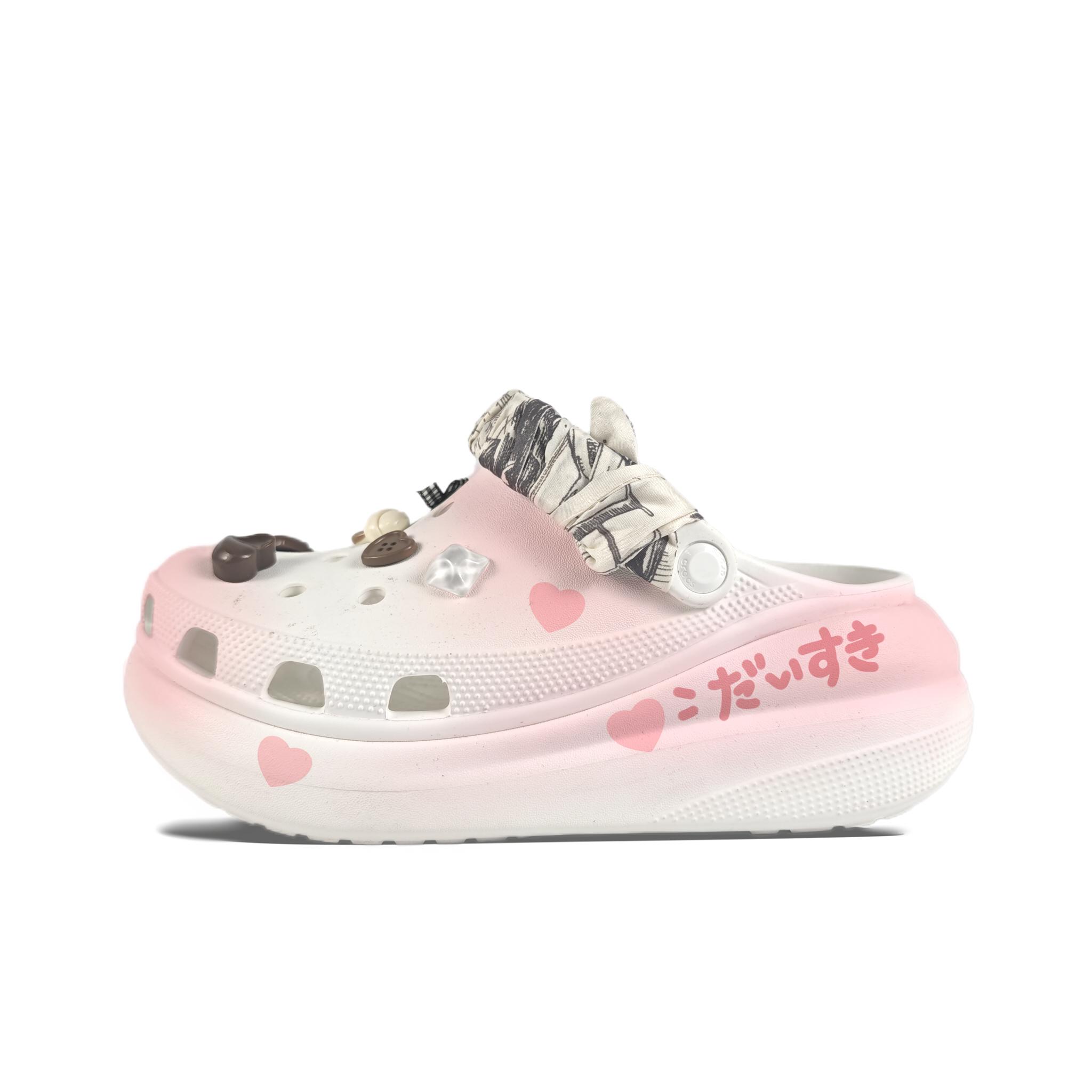 

Crocs Crush Clog EVA Декоративная пряжка Ручная роспись Граффити Повседневная мода Универсальные Обувь с отверстиями Унисекс Белый 43-44 белый