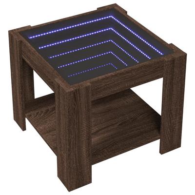 LED Coffee Table Brown Oak Effect 53 X 53 X 45 Cm Engineered Wood