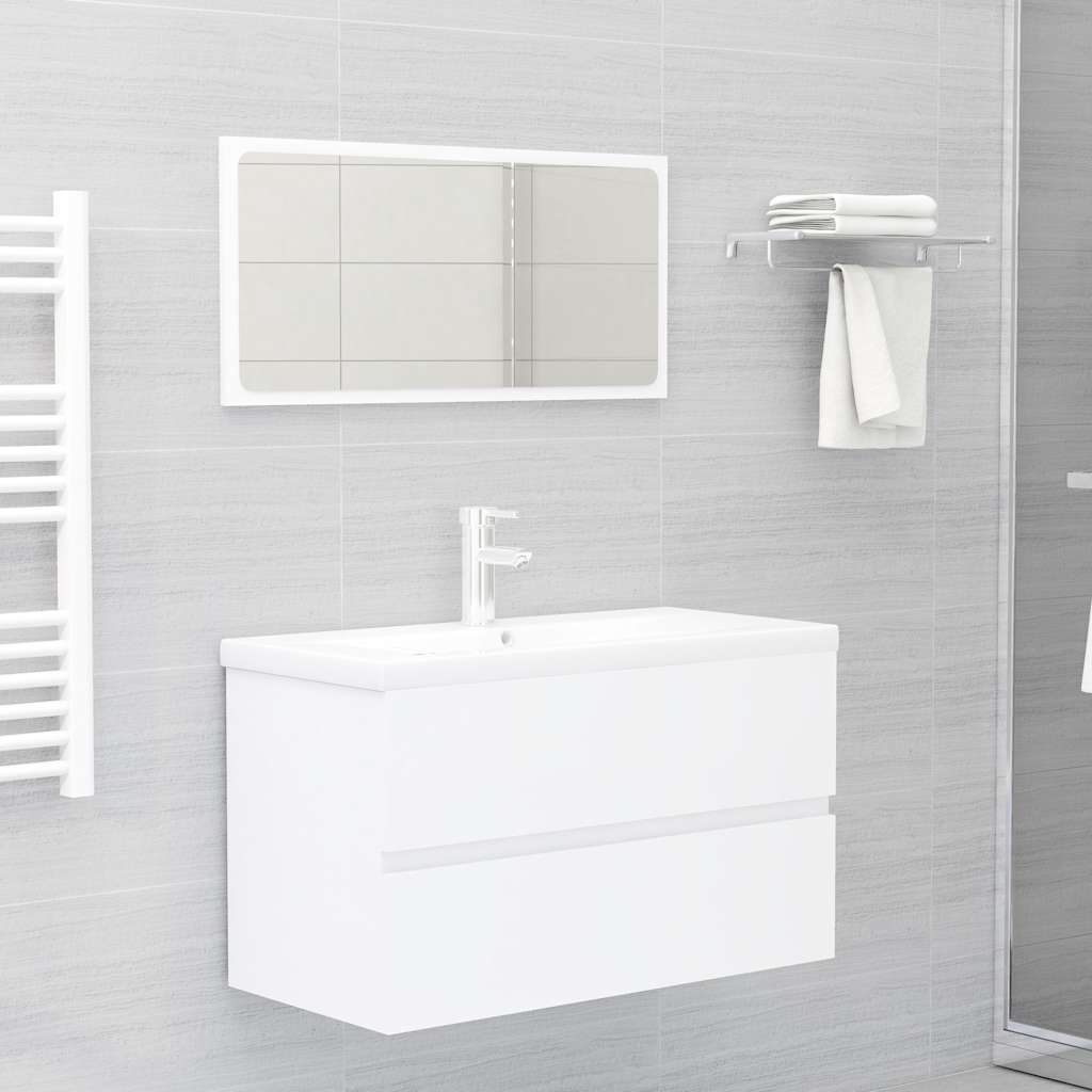 White Bathroom Vanity Cabinet 80 X 38.5 X 45 Cm Particleboard