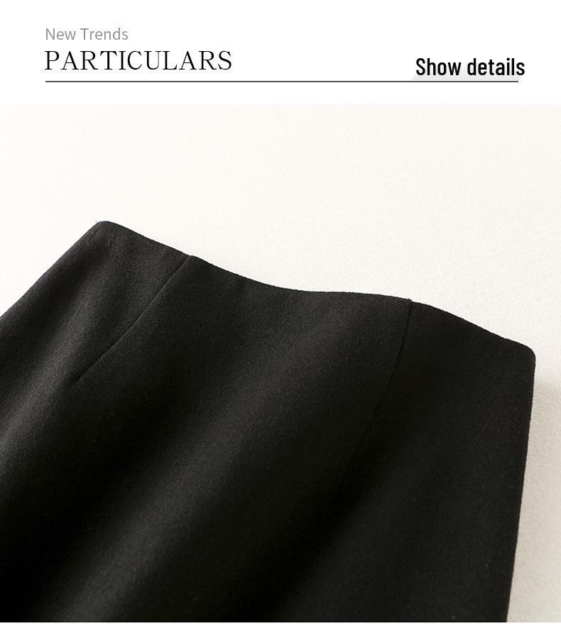 Basic House Black High Waist Pencil Skirt - Autumn/Winter Hip-Hugging Design for Women