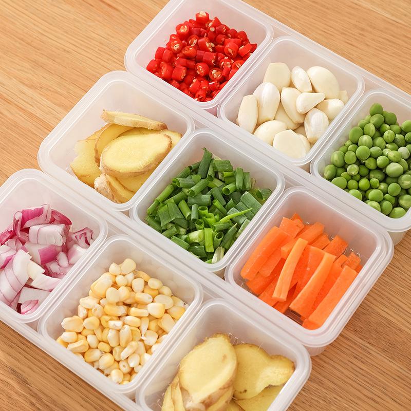 Transparent Storage Box 3 Grids Scallion Ginger Garlic Fresh-keeping Box Refrigerator Fruit Food Container Organizer
