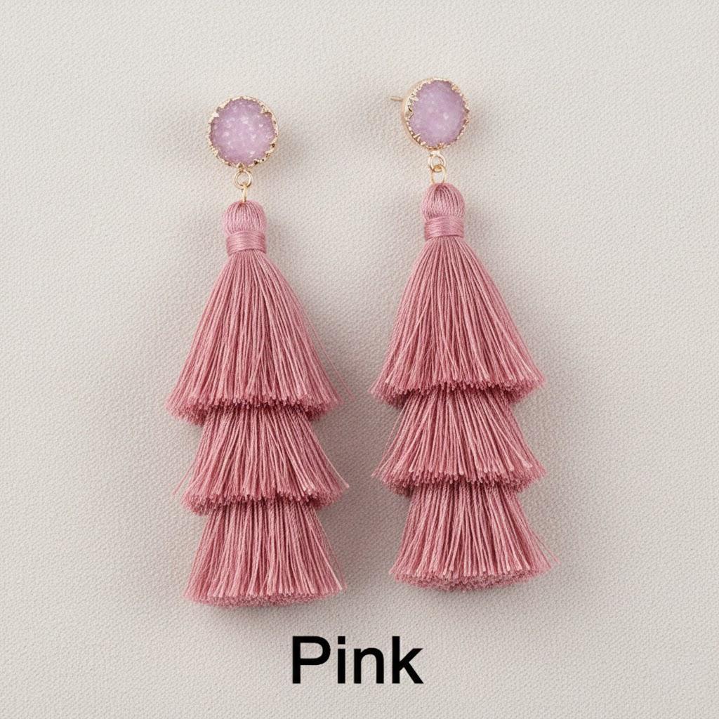 Bohemian Tassel Earrings Colorful Layered Dangle Drop Jewelry Gift for Women Christmas Birthday Party