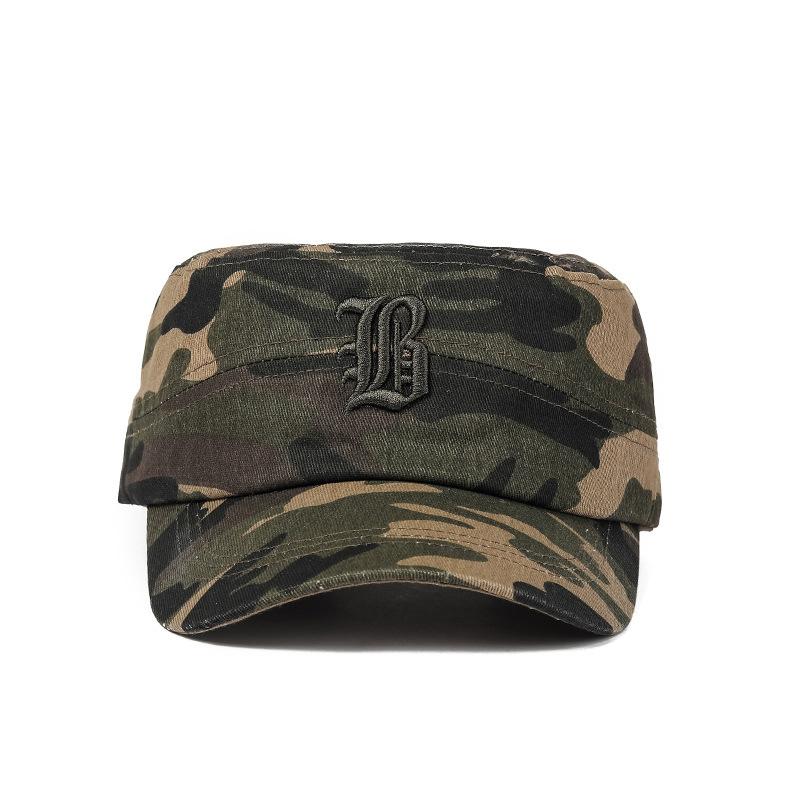 Camouflage Flat Top Hat Men's Outdoor Cotton Sun Hat