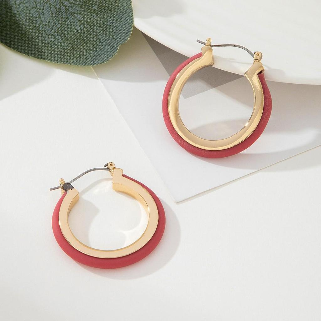 Niche High-End Pink Gold Hoop Earrings - Versatile Fashion Jewelry for Women