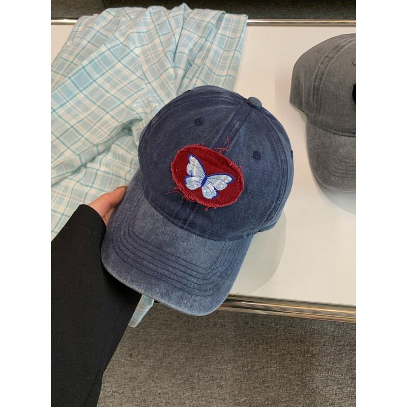 Retro Washing Cowboy Baseball Cap with Bows and Curved Brim Baseball Cap Showing Face Small Sunshade Versatile Soft Top