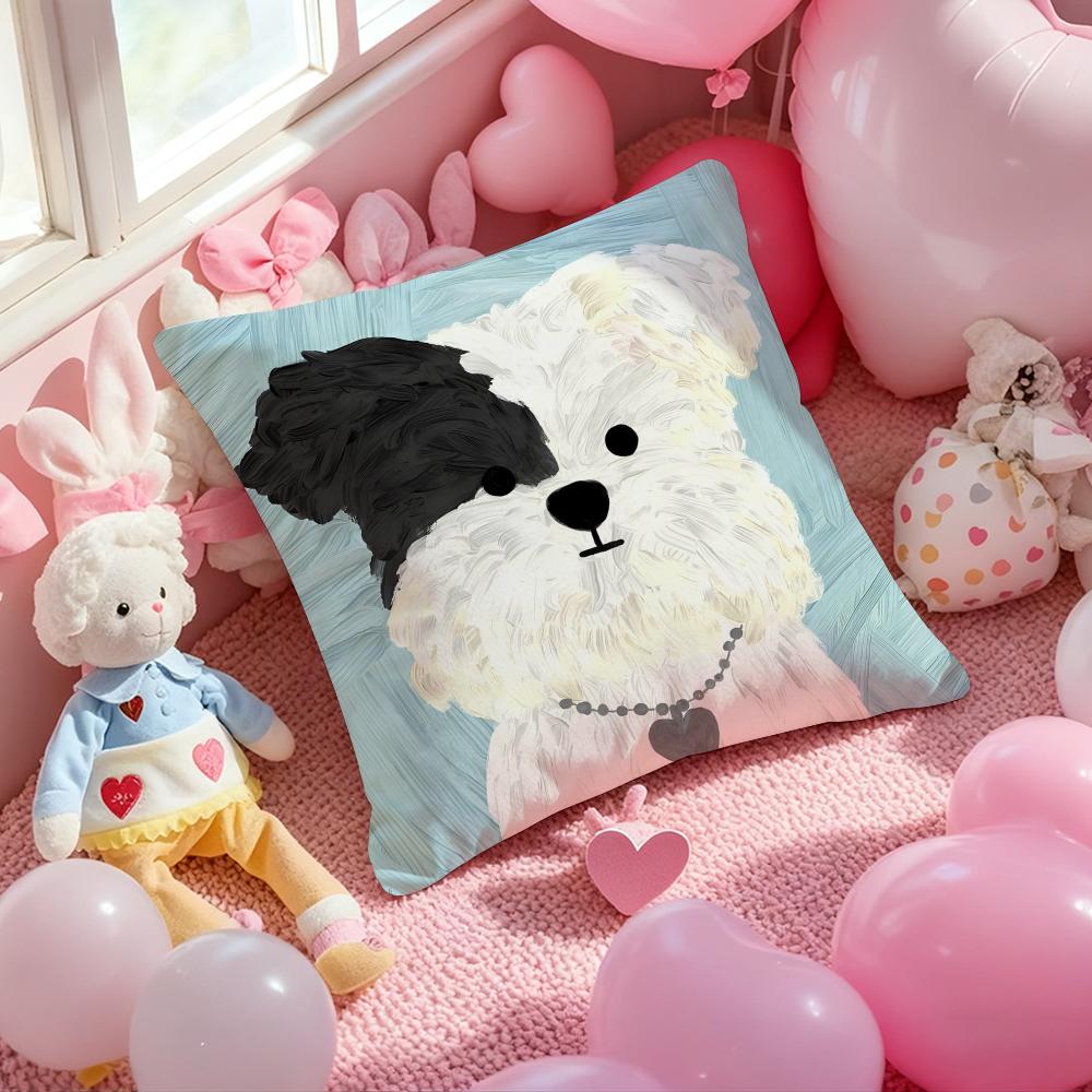 Art Optimization Dog Cushion Cover Pattern Printed Pillowcase for Living Room Sofa Cushion Cover & Bedroom Decor