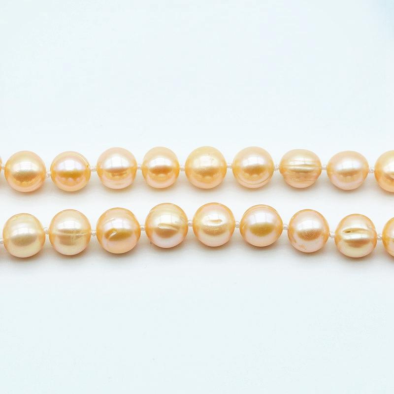 Damekjede Rosa Rund Naturlig Ferskvannsperle Diameter 11-12 mm Enkel Stor Perle Design Halskjede Bryllupssmykker