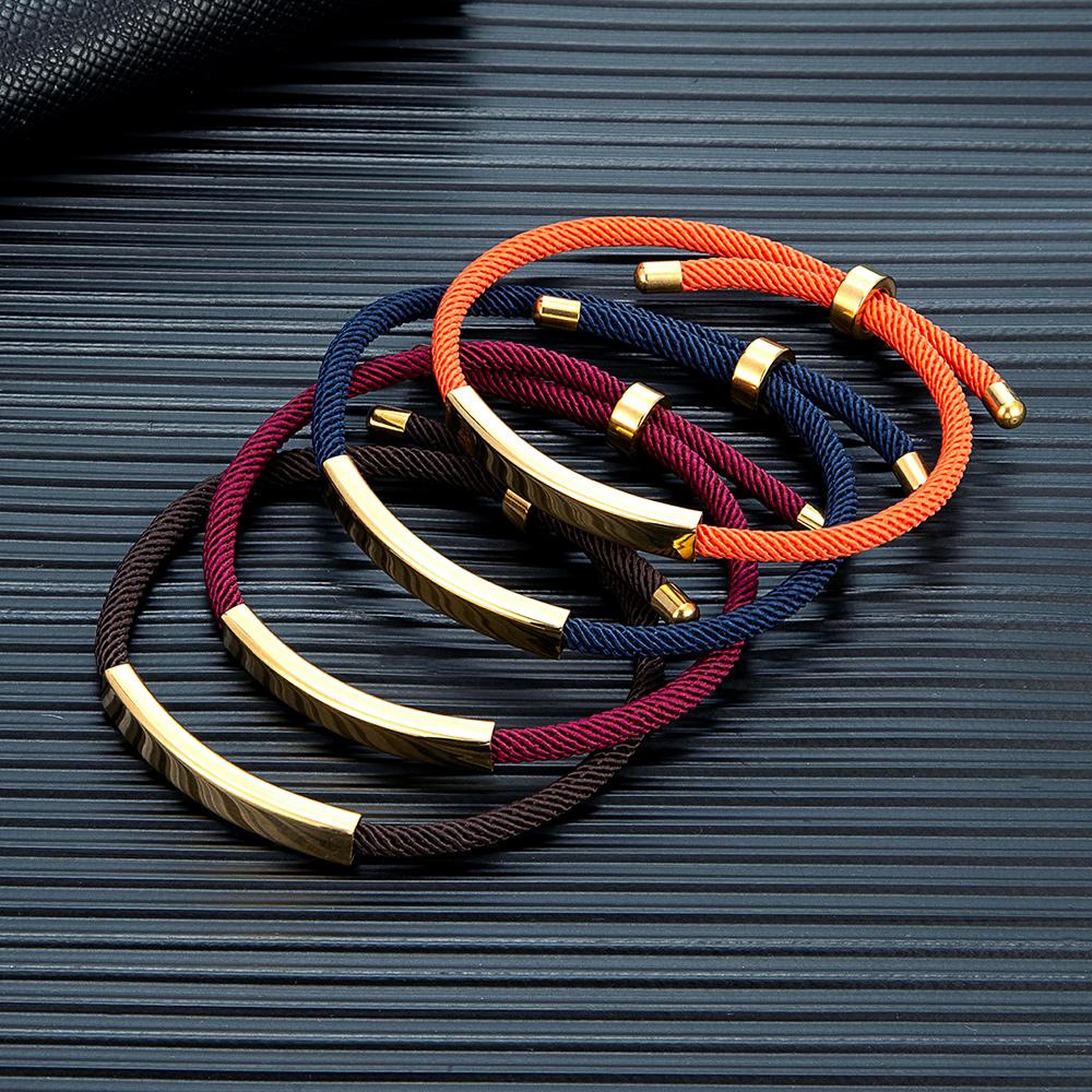 Punk SOS Custom logo Engrave Text Rope Bracelet customize Stainless Steel Bracelets For Women Men ID Bracelet
