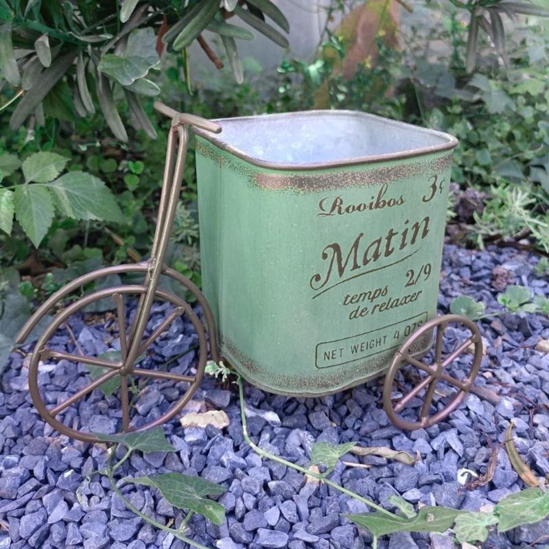 Elegant Iron Bicycles Shape Flowers Bucket Portable Iron Garden Cart for Florist, Garden, Wedding Display